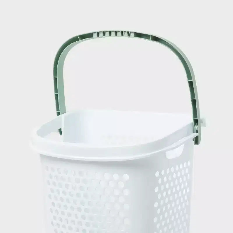 Rolling Hamper White with Daydream Green Handles - Brightroom™
