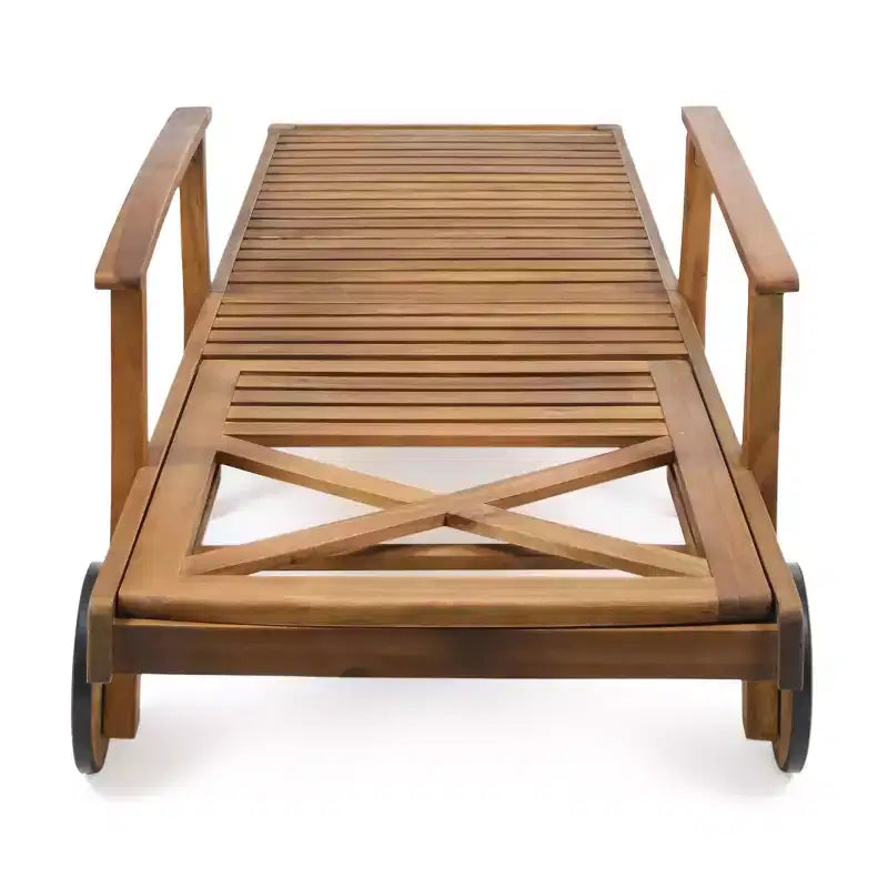 Perla Ensemble de 3 Chaises Longues d'Extérieur en Bois d'Acacia avec Coussins – Teck/Orange – Christopher Knight Home