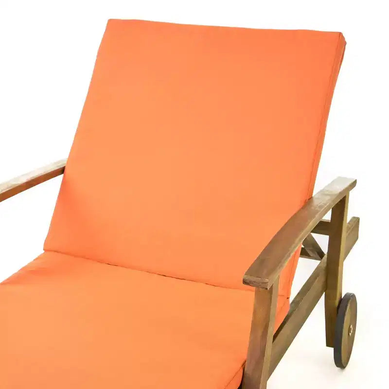 Perla Ensemble de 3 Chaises Longues d'Extérieur en Bois d'Acacia avec Coussins – Teck/Orange – Christopher Knight Home