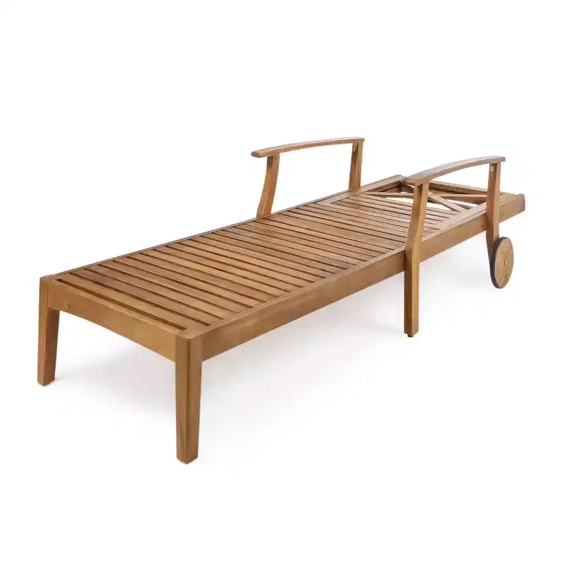 Perla Ensemble de 3 Chaises Longues d'Extérieur en Bois d'Acacia avec Coussins – Teck/Orange – Christopher Knight Home