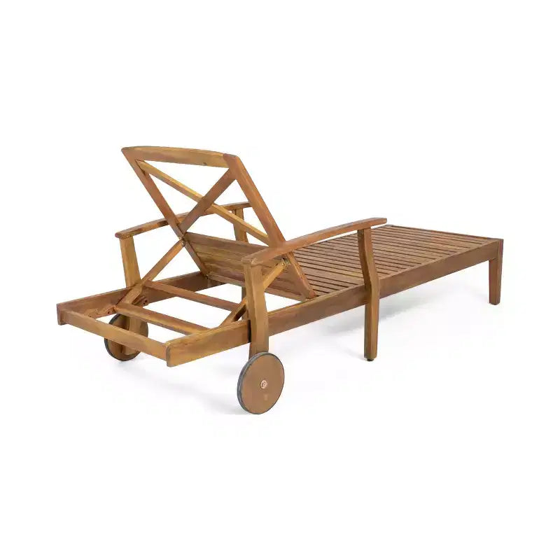 Perla Ensemble de 3 Chaises Longues d'Extérieur en Bois d'Acacia avec Coussins – Teck/Orange – Christopher Knight Home