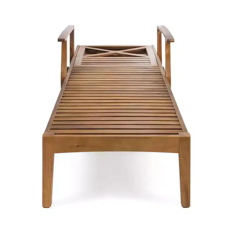Perla Ensemble de 3 Chaises Longues d'Extérieur en Bois d'Acacia avec Coussins – Teck/Orange – Christopher Knight Home