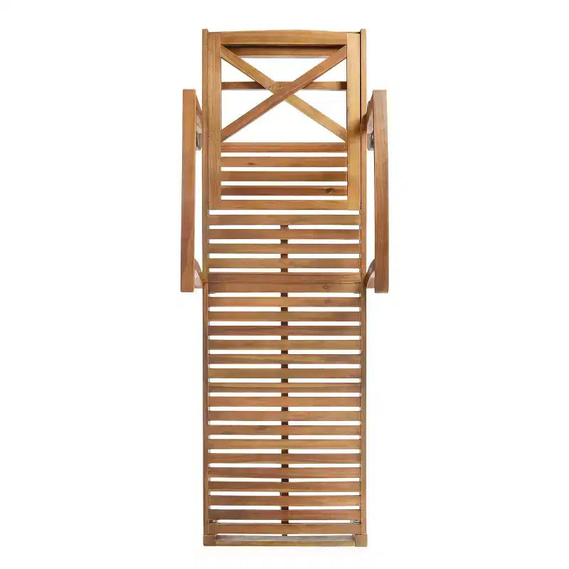 Perla Ensemble de 3 Chaises Longues d'Extérieur en Bois d'Acacia avec Coussins – Teck/Orange – Christopher Knight Home