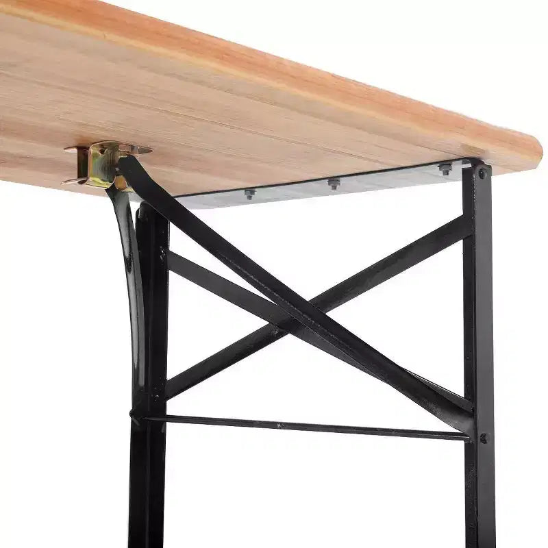 Ensemble table de pique-nique pliante en bois 3 pièces - WELLFOR : Fer et bois de sapin, portable, résistant à la rouille