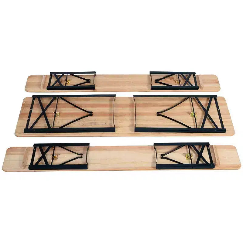 Ensemble table de pique-nique pliante en bois 3 pièces - WELLFOR : Fer et bois de sapin, portable, résistant à la rouille