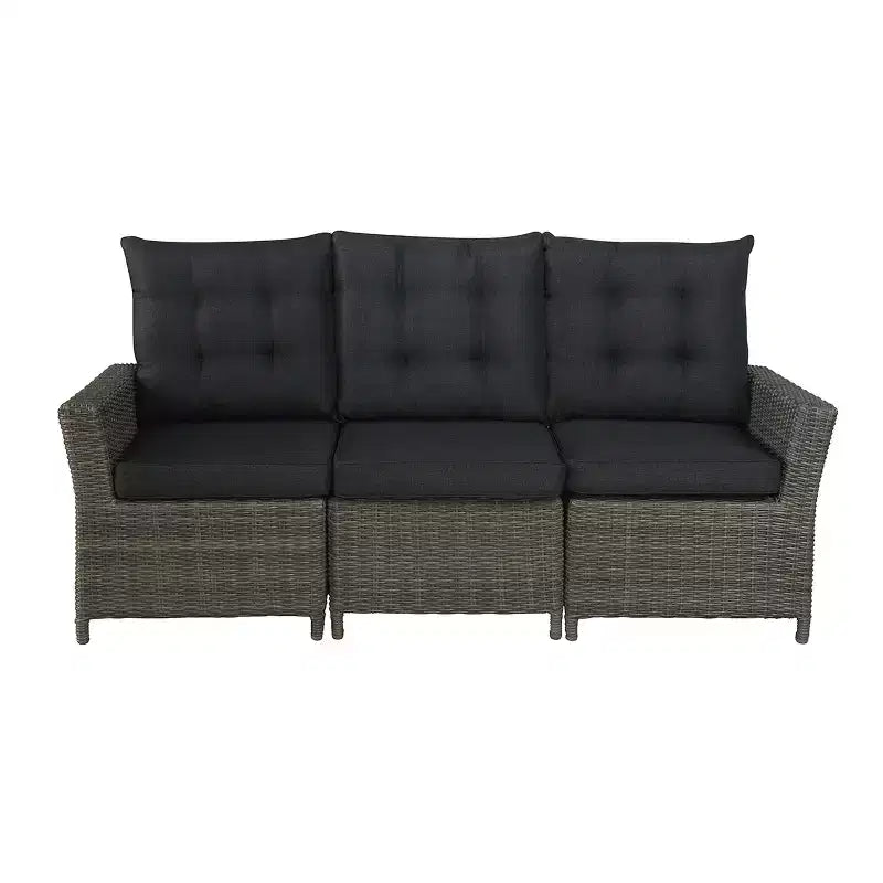 Ensemble de conversation d'extérieur 6 pièces en osier Asti – Gris – Alaterre Furniture : Salon de jardin résistant aux intempéries avec canapé, fauteuils et table