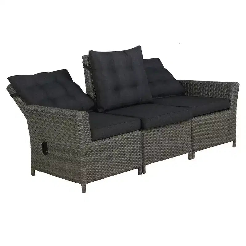 Ensemble de conversation d'extérieur 6 pièces en osier Asti – Gris – Alaterre Furniture : Salon de jardin résistant aux intempéries avec canapé, fauteuils et table