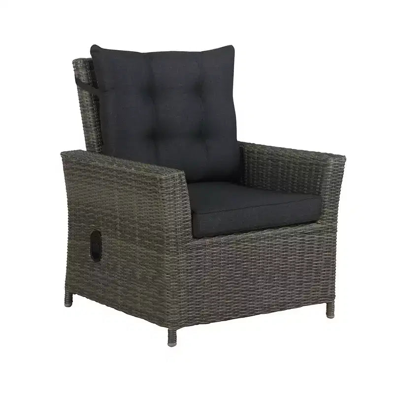 Ensemble de conversation d'extérieur 6 pièces en osier Asti – Gris – Alaterre Furniture : Salon de jardin résistant aux intempéries avec canapé, fauteuils et table