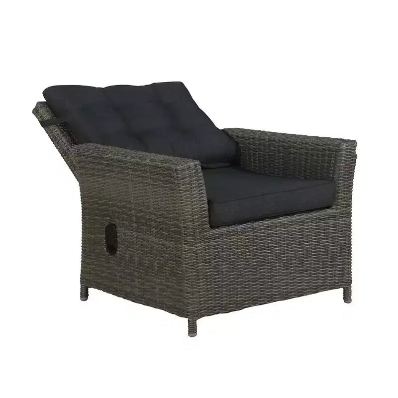 Ensemble de conversation d'extérieur 6 pièces en osier Asti – Gris – Alaterre Furniture : Salon de jardin résistant aux intempéries avec canapé, fauteuils et table