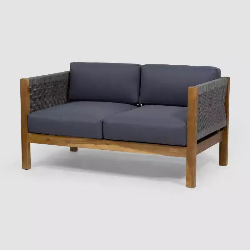 Laurel, ensemble de causeuses 2 pièces en bois d'acacia, teck/gris - Christopher Knight Home