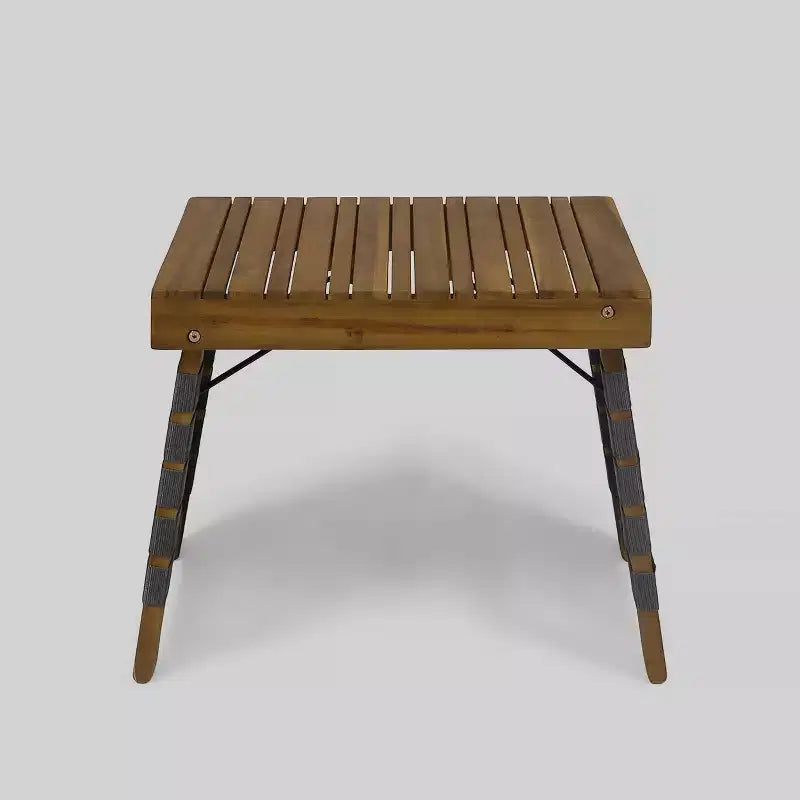 Ensemble de conversation pliable Huntsville 3 pièces en bois d'acacia – Patine marron/Gris – Christopher Knight Home