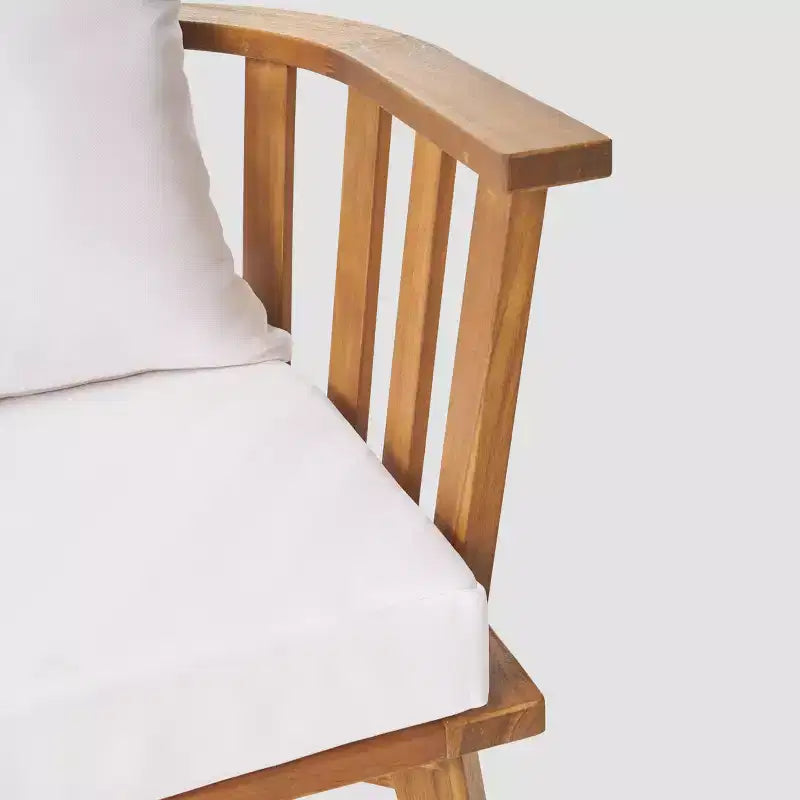 Walson Ensemble de 5 fauteuils de club et foyer en bois d'acacia, teck et brun – Christopher Knight Home : Salon de jardin d'extérieur avec coussins