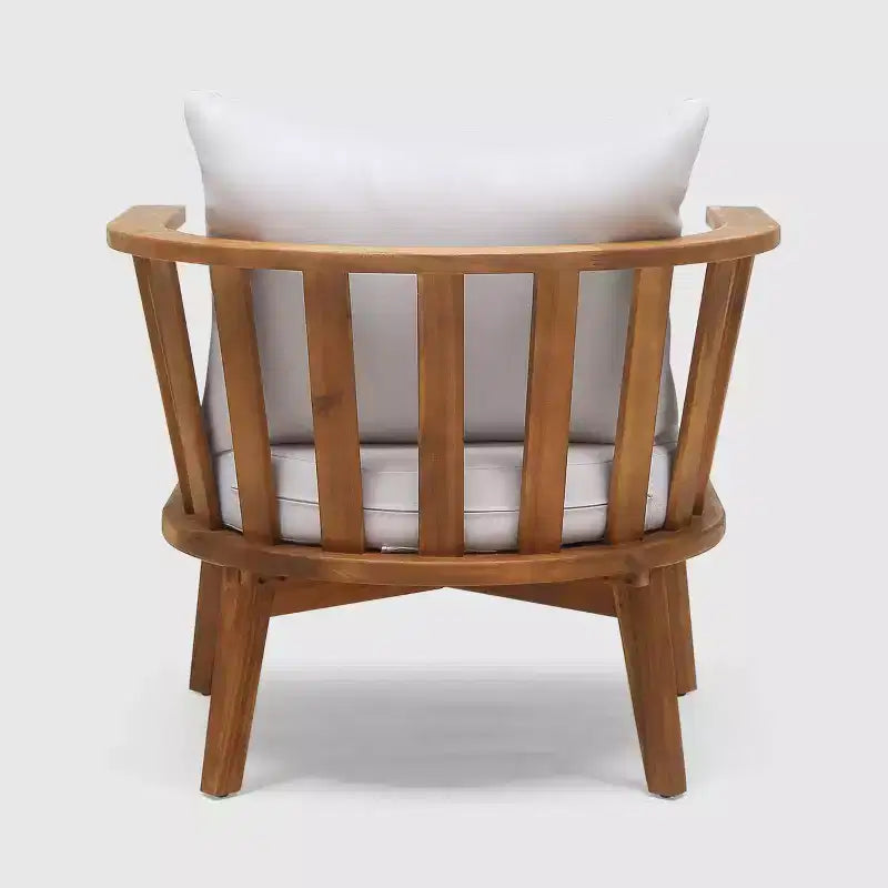 Walson Ensemble de 5 fauteuils de club et foyer en bois d'acacia, teck et brun – Christopher Knight Home : Salon de jardin d'extérieur avec coussins