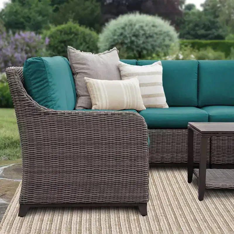 Sectionnel en osier 5 pièces Leisure Made Mitchell avec tissu Peacock