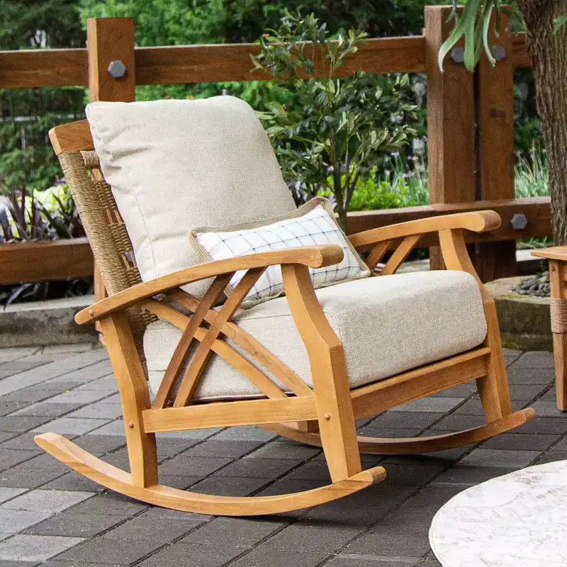Ensemble de conversation d'extérieur Sonoma Lane Eola 3 pièces en teck avec coussins zippés beiges - Résistant aux intempéries