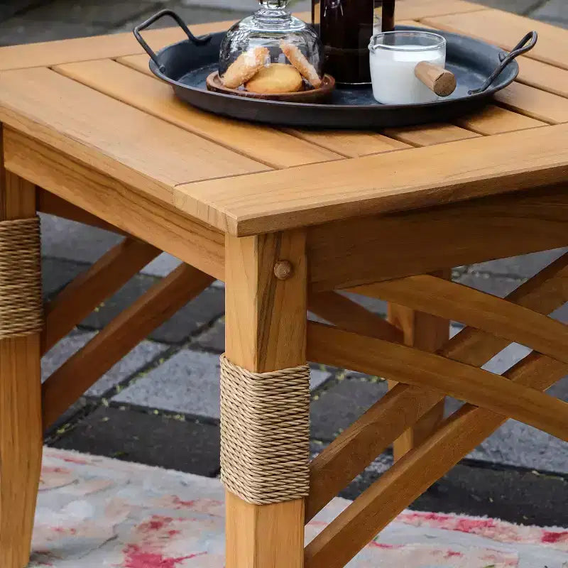 Ensemble de conversation d'extérieur Sonoma Lane Eola 3 pièces en teck avec coussins zippés beiges - Résistant aux intempéries