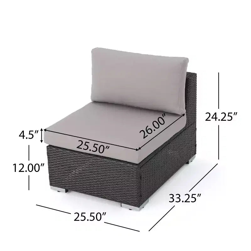 Christopher Knight Home Ensemble de 5 meubles de jardin modulaires d'extérieur en osier Santa Rosa gris/gris clair