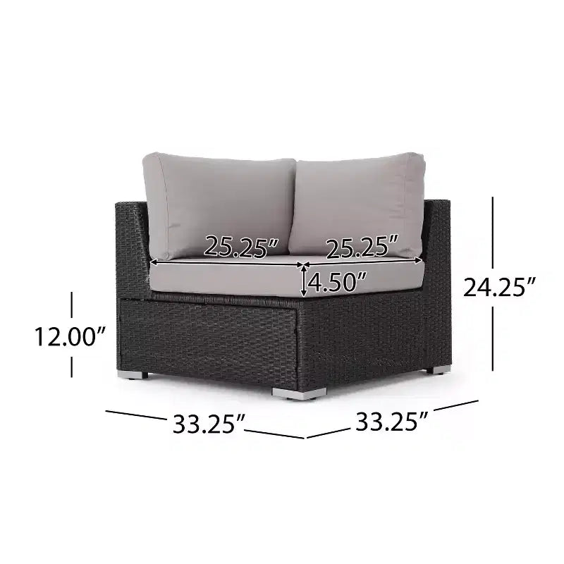 Christopher Knight Home Ensemble de 5 meubles de jardin modulaires d'extérieur en osier Santa Rosa gris/gris clair