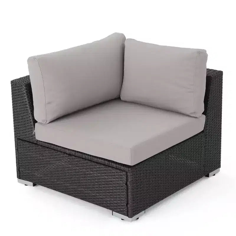 Christopher Knight Home Ensemble de 5 meubles de jardin modulaires d'extérieur en osier Santa Rosa gris/gris clair