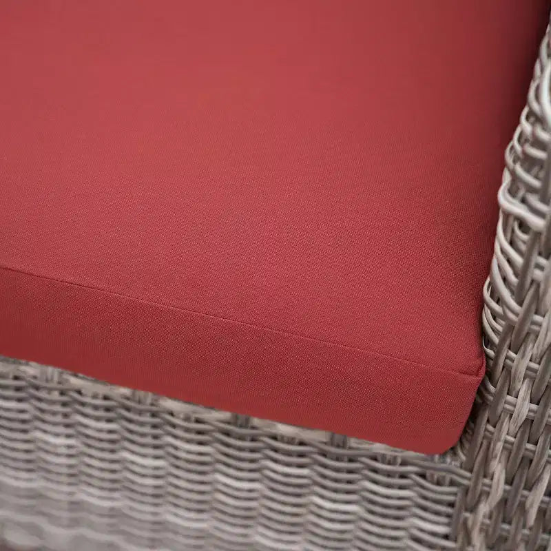 Canapé d'angle en osier 5 pièces Leisure Made Forsyth avec tissu rouge