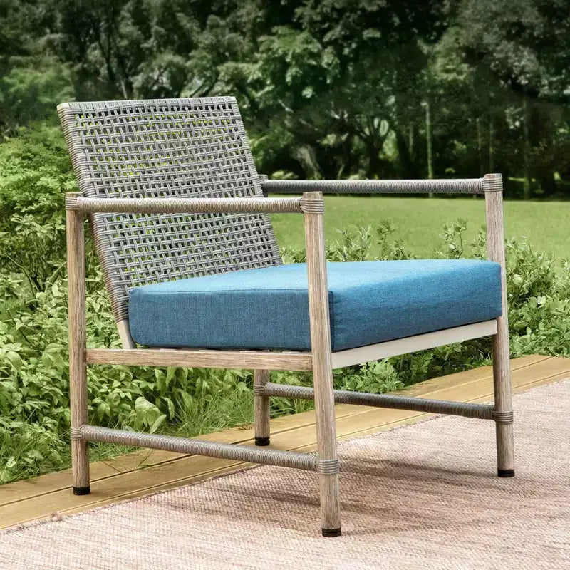 Captiva Designs Ensemble de conversation 4 pièces en acier et rotin pour terrasse avec table basse