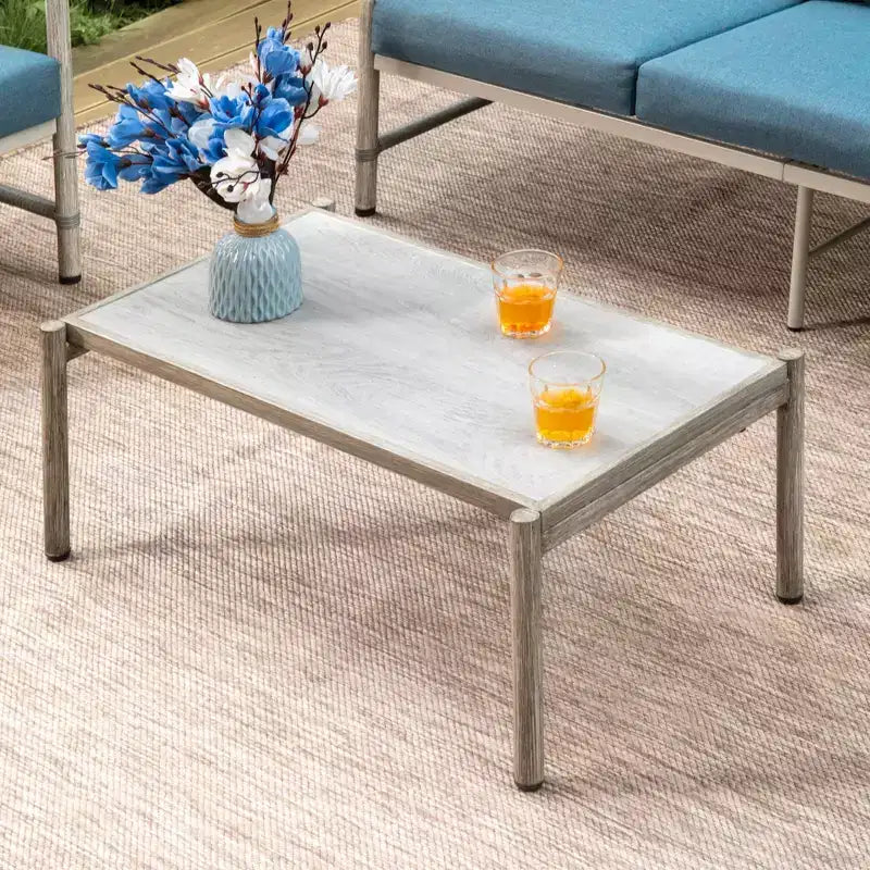 Captiva Designs Ensemble de conversation 4 pièces en acier et rotin pour terrasse avec table basse