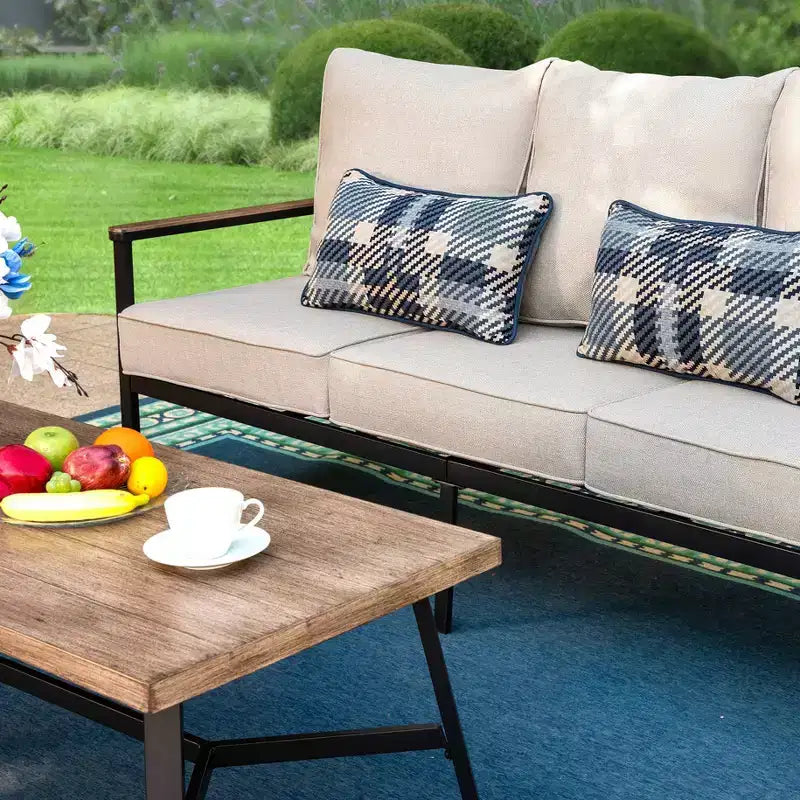Captiva Designs Ensemble de conversation 4 pièces 5 places pour terrasse extérieure avec canapé et chaises pivotantes en rotin tressé de corde