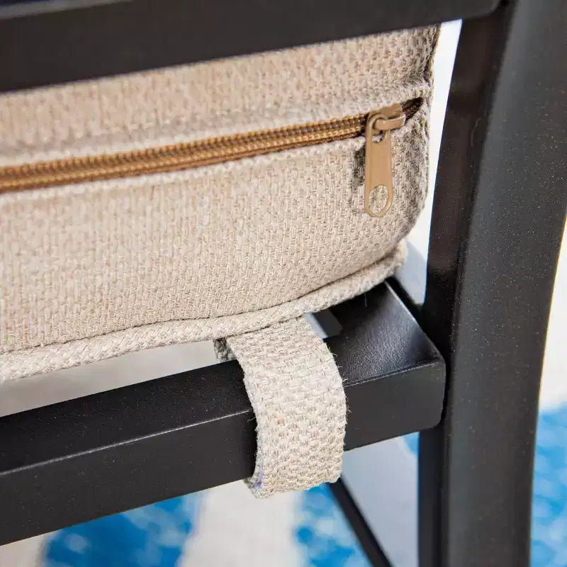 Captiva Designs Ensemble d'extérieur 5 pièces XL en métal, chaises pivotantes à dossier grille avec foyer beige