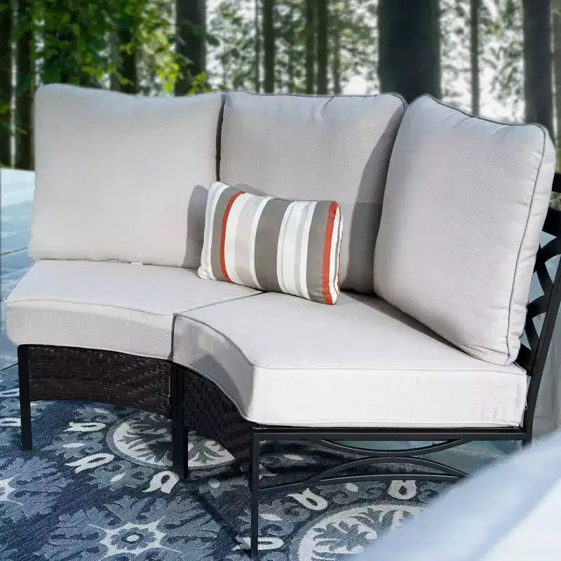 Captiva Designs Canapé d'angle incurvé en demi-lune 6 places pour extérieur