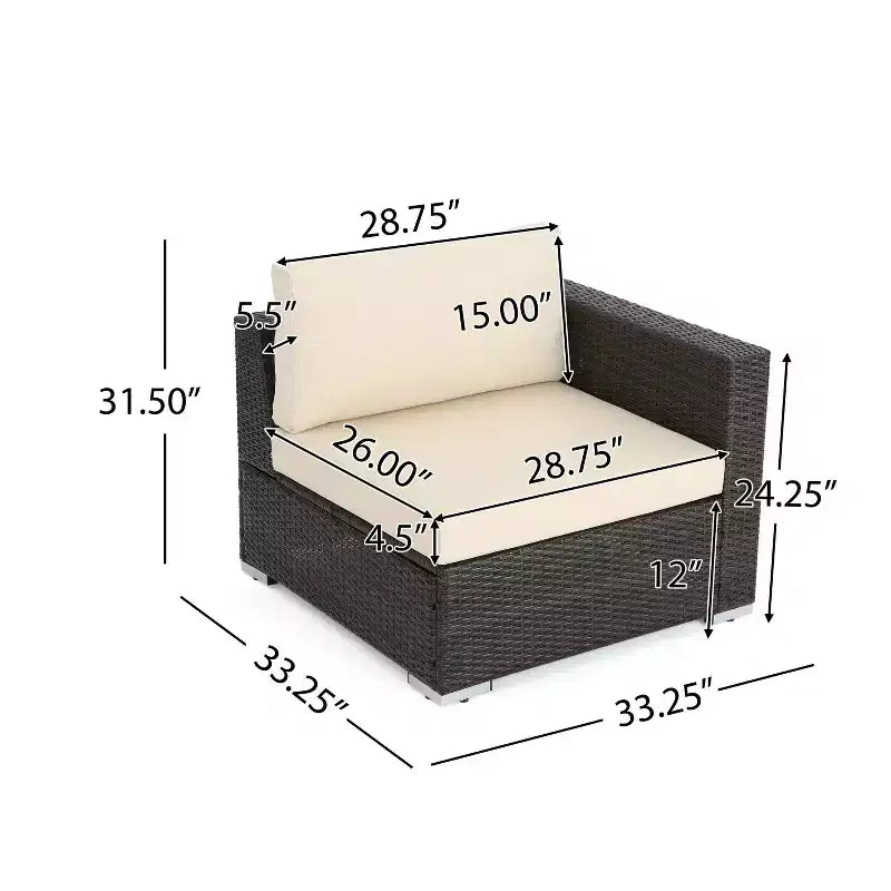 Christopher Knight Home 4 pièces Ensemble de canapé de jardin en osier Santa Rosa Multimarron/Beige