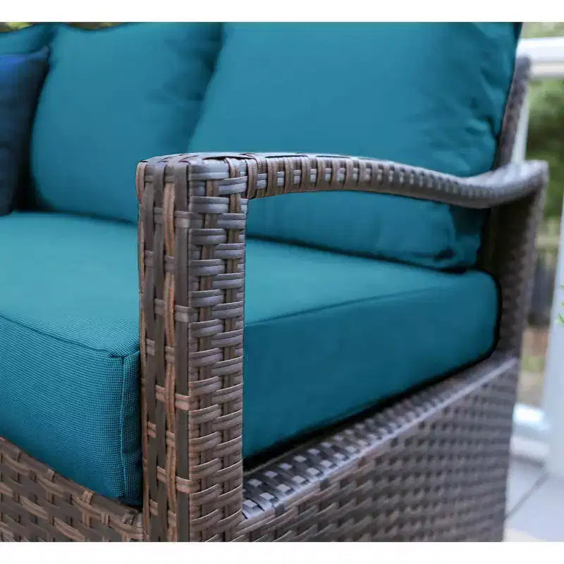 Canapé d'angle en osier 5 pièces Leisure Made Augusta, tissu Peacock