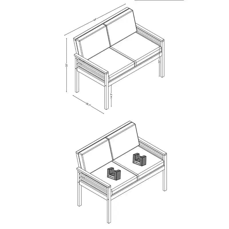 Alaterre Furniture Okemo, ensemble de 2 pièces : canapé de terrasse extérieur résistant aux intempéries avec coussins et table basse