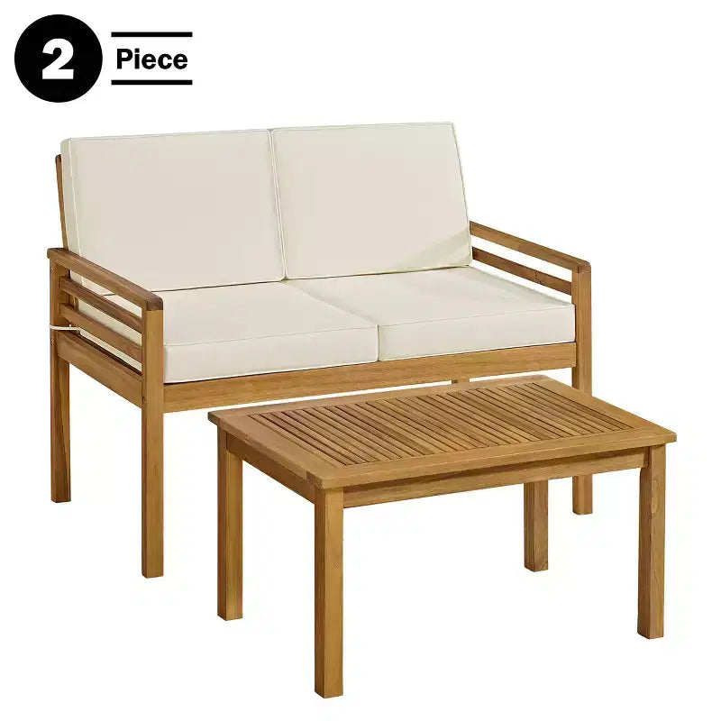 Alaterre Furniture Okemo, ensemble de 2 pièces : canapé de terrasse extérieur résistant aux intempéries avec coussins et table basse