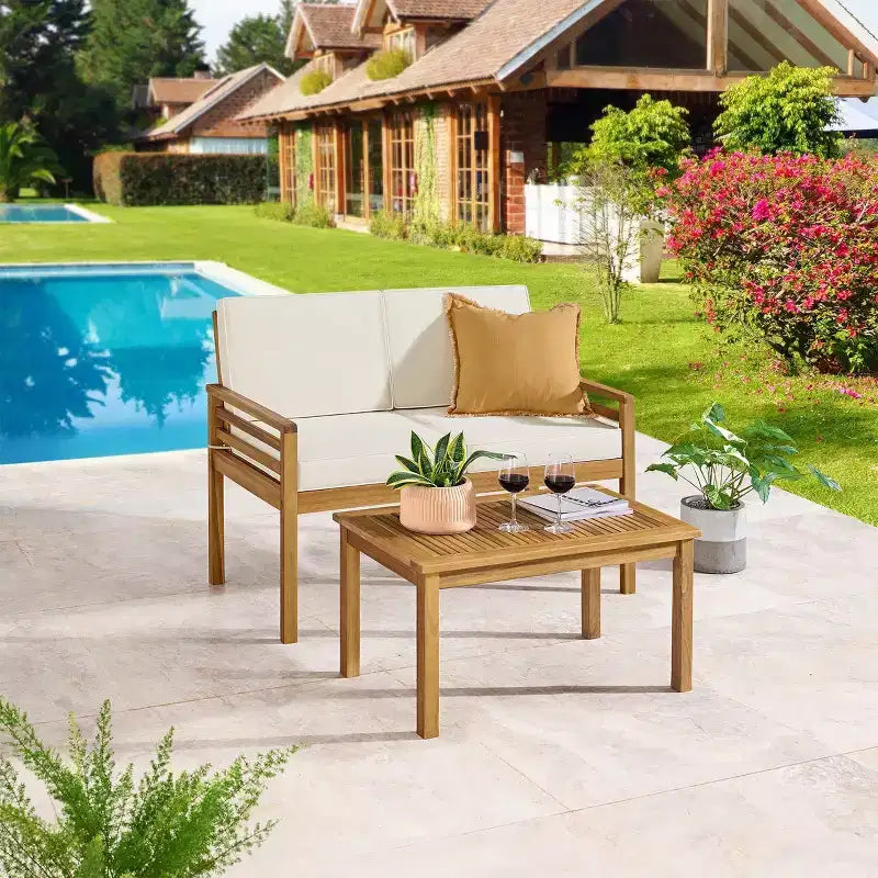 Alaterre Furniture Okemo, ensemble de 2 pièces : canapé de terrasse extérieur résistant aux intempéries avec coussins et table basse