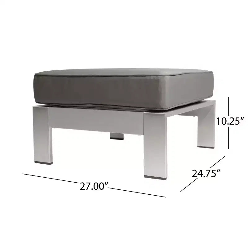 Christopher Knight Home Cape Coral Ensemble de 4 fauteuils de club et poufs d'extérieur en aluminium avec coussins, kaki/argent