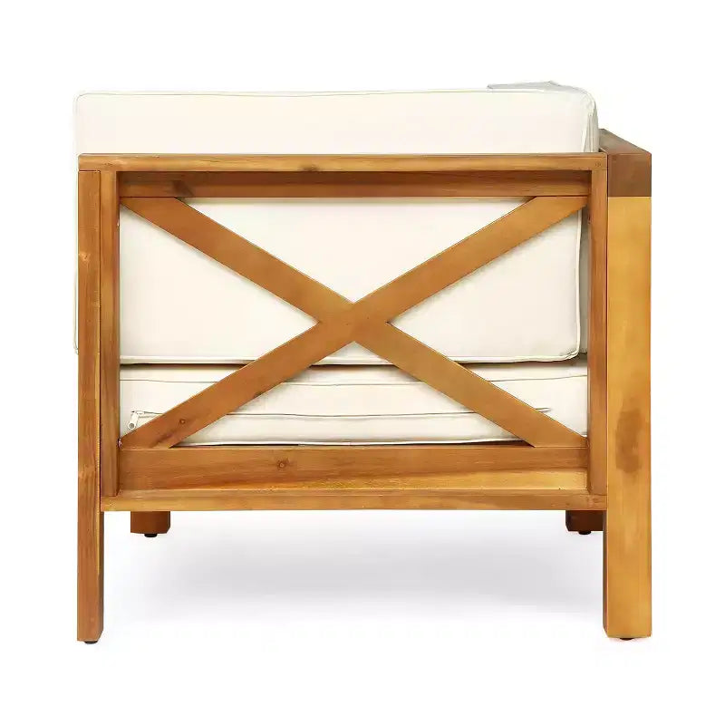 Christopher Knight Home Brava Canapé d'angle d'extérieur 8 places en bois d'acacia avec coussins
