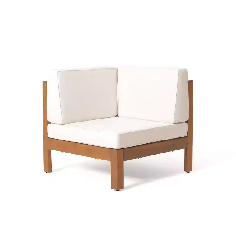 Christopher Knight Home Brava Canapé d'angle d'extérieur 8 places en bois d'acacia avec coussins