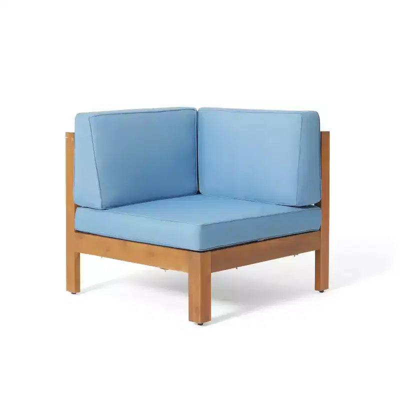Christopher Knight Home Brava Canapé d'angle d'extérieur 8 places en bois d'acacia avec coussins