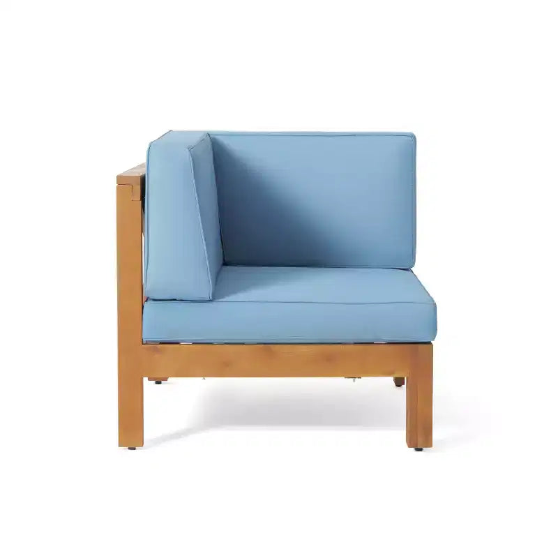 Christopher Knight Home Brava Canapé d'angle d'extérieur 8 places en bois d'acacia avec coussins
