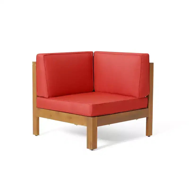 Christopher Knight Home Brava Canapé d'angle d'extérieur 8 places en bois d'acacia avec coussins