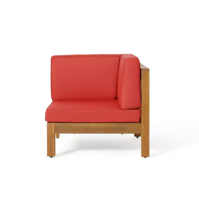 Christopher Knight Home Brava Canapé d'angle d'extérieur 8 places en bois d'acacia avec coussins