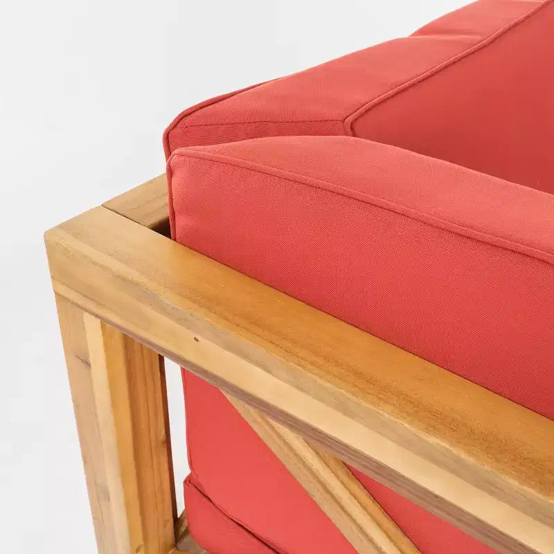Christopher Knight Home Brava Canapé d'angle d'extérieur 8 places en bois d'acacia avec coussins