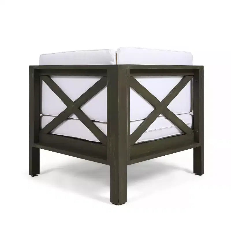 Christopher Knight Home Brava Canapé d'angle d'extérieur 8 places en bois d'acacia avec coussins