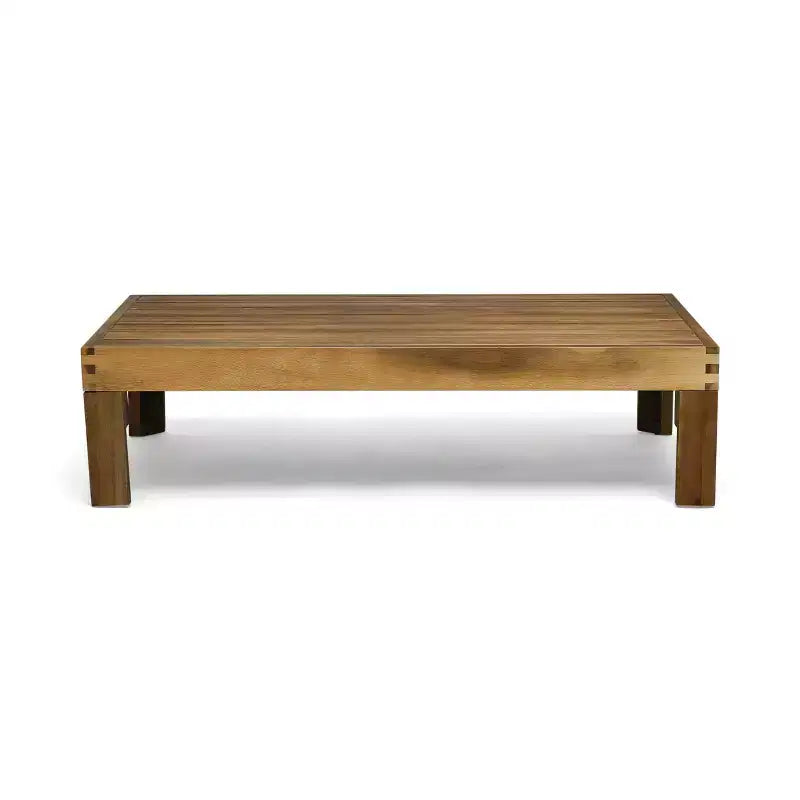 GDFStudio Allaire Canapé sectionnel 3 places en bois d'acacia avec pouf