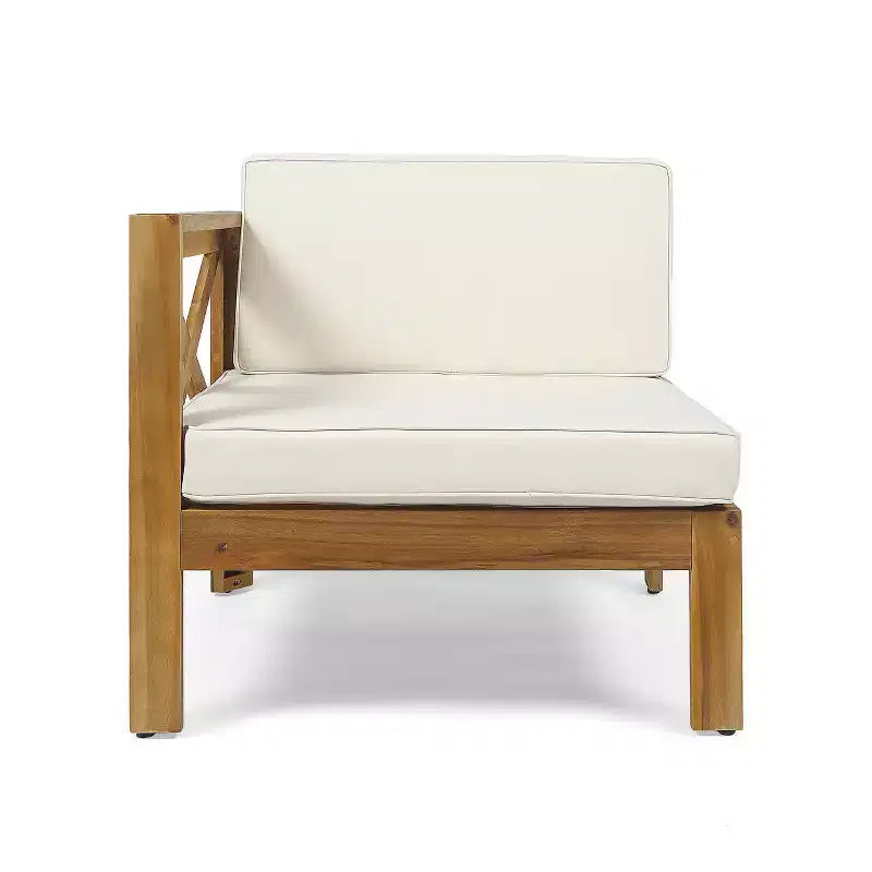 GDFStudio Allaire Canapé sectionnel 3 places en bois d'acacia avec pouf