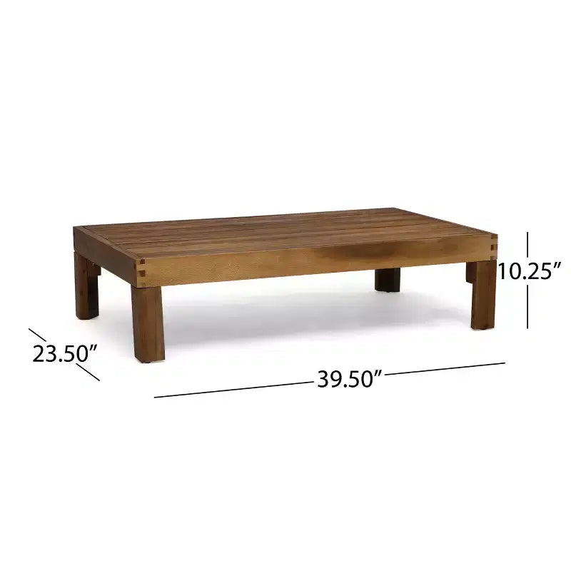 GDFStudio Allaire Canapé sectionnel 3 places en bois d'acacia avec pouf