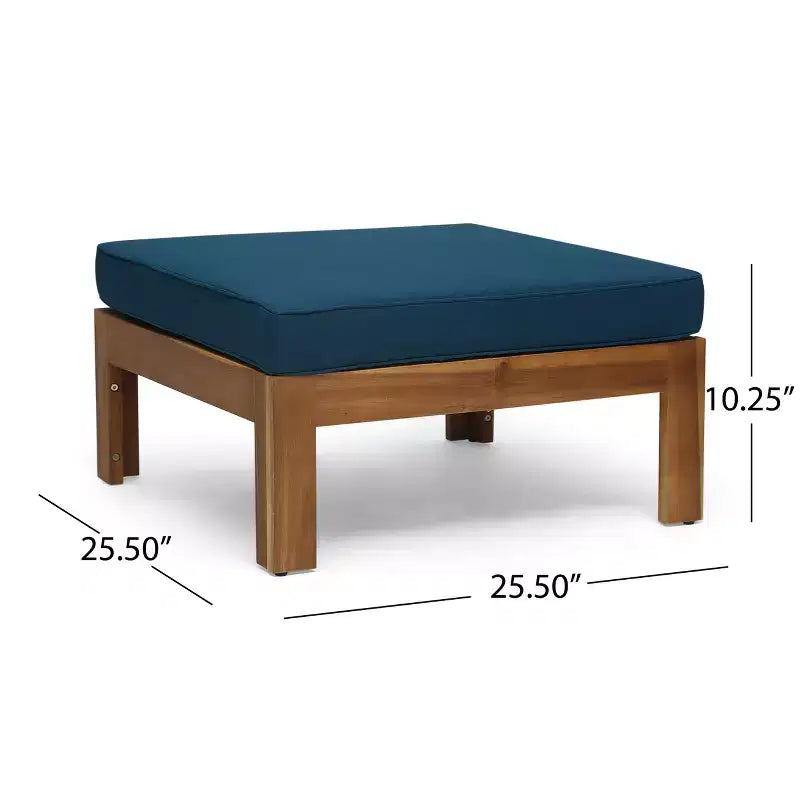 GDFStudio Allaire Canapé sectionnel 3 places en bois d'acacia avec pouf