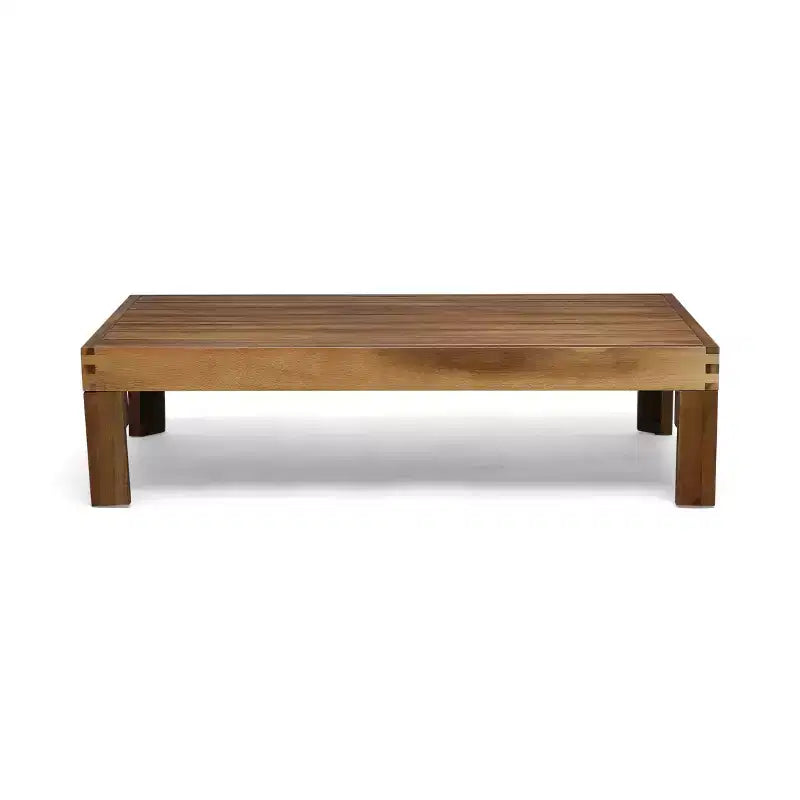 GDFStudio Allaire Canapé sectionnel 3 places en bois d'acacia avec pouf
