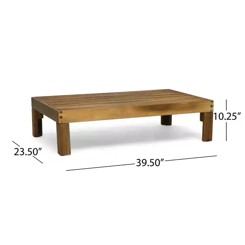 GDFStudio Allaire Canapé sectionnel 3 places en bois d'acacia avec pouf