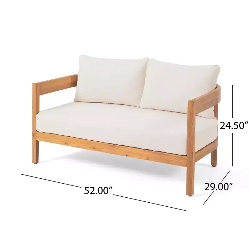 Ensemble de conversation d'extérieur Christopher Knight Home Brooklyn en bois d'acacia 4 pièces avec coussins